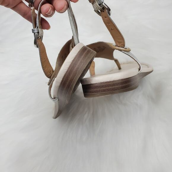 Franco Sarto Size 7.5 Grip Two Tone Leather Wedge Sandal - Picture 5 of 10